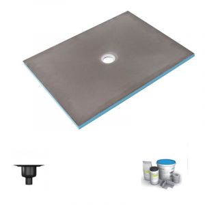 Wedi - Receveur de douche &agrave; carreler 180 x 90 Fundo Primo rectangle &eacute;coulement centr&eacute; + bonde verticale + kit d'&eacute;tanch&eacute;it&eacute;