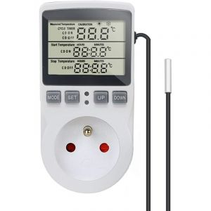 Thermostat Num&eacute;rique R&eacute;gulateur de Temp&eacute;rature Prise Prise 230V 16A avec Capteur Chauffage R&eacute;frig&eacute;rateur Thermostat R&eacute;gulateur pour Serre Reptile