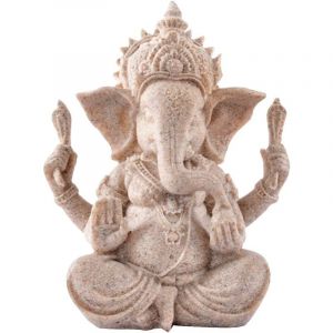 Ganesh Bouddha Elephant Statue Indienen Traditionnelle Figurine Artisant Décoration de Maison Grès Sculpture Figurine Fait à la Main