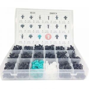 299pcs Clips Agrafe Plastique Rivets Garnissages Pare-chocs Panneaux de Portes Auto Voiture Universel avec Bo&icirc;te De Rangement