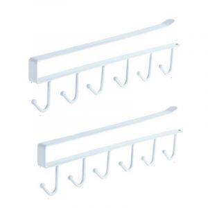 Blanc,2pcs Tasse Tasses &agrave; vin Verres de Rangement Crochets Ustensiles de Cuisine Cravates Ceintures et &eacute;charpe Accrocher porte-rack Crochet sous