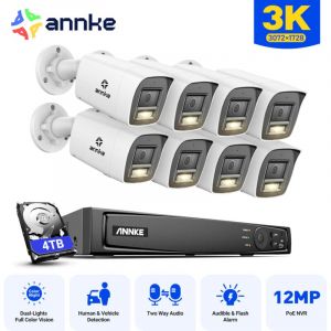 Kit de Vid&eacute;osurveillance Exterieure 8CH nvr 8&times;Cam&eacute;ras Intelligente Double Lumi&egrave;re Vision Nocturne, Audio 2 Voies,D&eacute;tection Mouvement,Kit Cam&eacute;ra poe