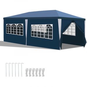 Wolketon Tonnelle Pavillon &Eacute;tanche Terrasse &ndash; Pavillon de terrasse avec fixation. tente de jardin parfaite pour les f&ecirc;tes 3x6m Bleu