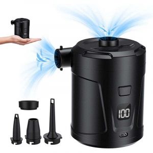 Pompe &agrave; air &eacute;lectrique, gonfleur/d&eacute;gonfleur &eacute;lectrique, batterie rechargeable 5200 mAh, gonfleur de matelas pneumatique avec 3 buses d'air, gonfleur