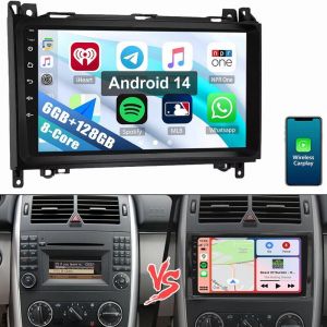 8 c&oelig;urs Autoradio Android 14 pour Mercedes W169 W639 Vito Viano W906 Sprinter 6+128G
