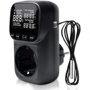 R&eacute;gulateur de temp&eacute;rature, Prise Thermostat, Thermostat Prise avec Ecran LCD et Sonde, -40&deg;C120&deg;C, 230V, Thermostat Num&eacute;rique R&eacute;gulateur pour