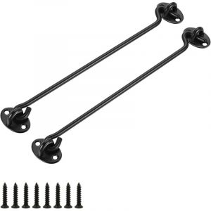 Crochet Porte, 2 Pi&egrave;ces 300 mm Fermeture Porte Acier Inoxydable, Loquet Porte Noir, Crochet Fenetre pour Portes, Fen&ecirc;tres de Garage, Maisons de