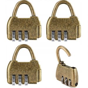 cadenas de 4 pi&egrave;ces - Style r&eacute;tro et antique - Cadenas &agrave; combinaison en m&eacute;tal - Vintage 28MM