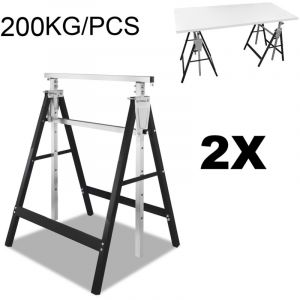 Swanew Lot de 2 Tréteaux Télescopiques tréteau pliable métal Charge maximale 200 kg Noir