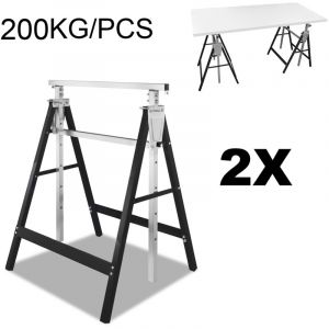 Hengda - Lot de 2 Tréteaux Télescopiques tréteau pliable métal Charge maximale 200 kg Noir