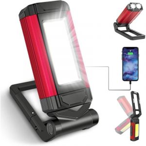 Lampe de Travail Rechargeable Puissante - Baladeuse led Lampe Atelier avec Base Magnétique - Lampe Torche avec IPX6 Étanche - 7 Modes Lampe