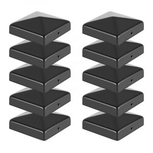 Einfeben - 10x Capuchon de poteau Large gamme d'applications Clôture de protection Chapeau pyramide pour poteau bois noire 9191mm