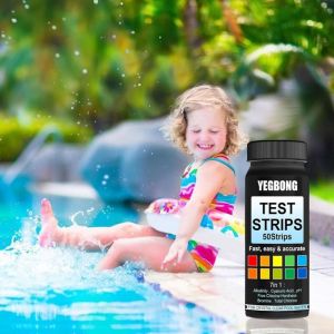 Bandelettes de Test de Piscine 7 en 1 Bandelettes de Test pour Spa,Kit de Test de qualit&eacute; de l'eau, Test du pH de l'eau, alcalinit&eacute; Totale, Test de