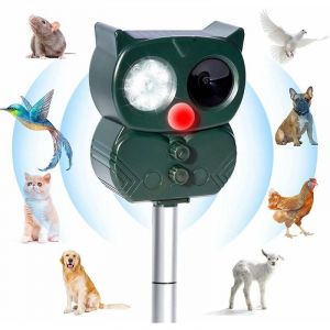 Répulsif Chat Ultrason Solaire Exterieur Répulsif Animaux Fréquence Réglable Répulsif à Ultrason Sonore Imperméable Prévenir Chiens Chats Fox