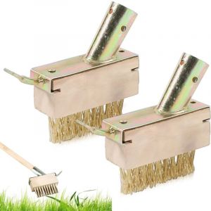 Applicable 2 Pièces Balai Métallique en Acier, Enlever Mauvaise Herbe Brosses à Joints en Acier Balai Exterieur pour éliminer l'herbe la Mousse Les