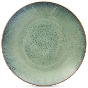 Assiette plate en ceramique verte glaze 27 cm