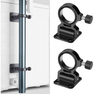 Lot de 2 supports de parasol pliables noir pour canne &agrave; p&ecirc;che, support mural pour parapluie, plage, terrasse, cour, balcon, parc