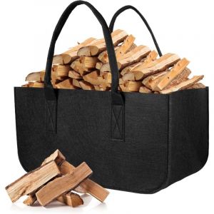 Sac a Buches, Pliable Panier Bois Pour Cheminée, Sac a Bois Cheminée, 50x25x25cm Multifonctions Sac Courses, Range Buche Interieur pour Bois De