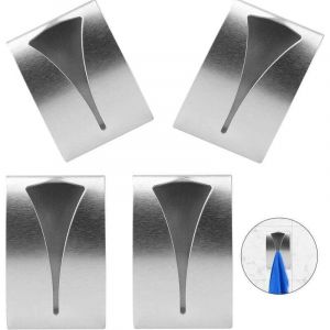 Lot de 4 Pat&egrave;re Torchons Cuisine Porte Serviette Adh&eacute;sif Salle de Bain, Porte Torchons Autocollante Attache Torchon Mural en Acier Inoxydable Crochet