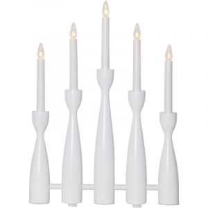 Chandelier 'Midja', led, 5 branches, bois, blanc - Star Trading