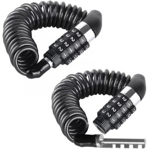 Lot de 2 antivols &agrave; code pour v&eacute;lo, antivol de casque &agrave; 4 chiffres, c&acirc;ble antivol portable de 140 cm de long pour casque, id&eacute;al pour les bagages,