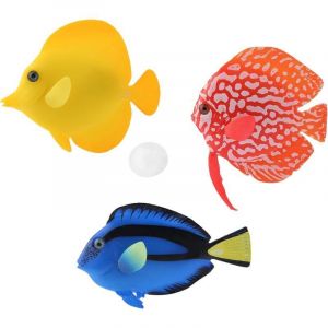 Poisson Artificiel Flottant 3 Pi&egrave;ces Poisson Artificiel Aquarium Poisson Lumineux Faux Poisson Simulation Poisson Aquarium D&eacute;coratif pour Aquarium,