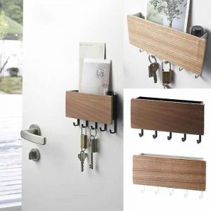 Feiyue - tagères murales décoratives en bois à fixation murale Boîte de rangement pour articles divers Porte-vêtements Porte-clés Porte-clés mural en