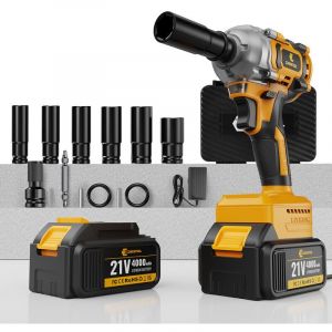 CONENTOOL 680 N.m Cl&eacute; &agrave; Chocs Sans Fil Brushless, 1/2 pouce Boulonneuse a Choc Electrique, Chargeur Rapide, Visseuse &agrave; Choc pour la Voiture et la