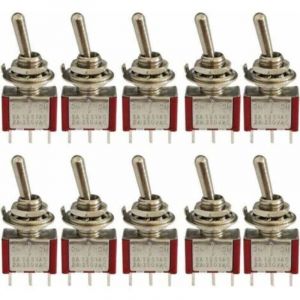 10 Pcs Mini Interrupteur &agrave; Bascule, AC 125V 6A / 250V 2A 3 Broches SPDT ON-OFF-ON 3 Broches 3 Positions SPDT Interrupteur &agrave; Bascule Autobloquant pour