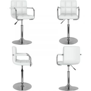 Chaise de salle à manger Blanc Similicuir - Chaises De Salle à Manger - Chaise De Cuisine - Chaise Pivotante - Chaise Ajustable - Chaise Blanche