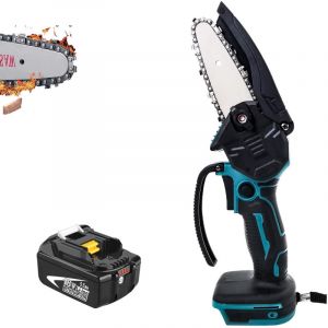 Teetok - Tronçonneuse à batterie, tronçonneuses électriques à cordon de 4 pouces, mini tronçonneuse à une main, Compatible avec la batterie Makita,