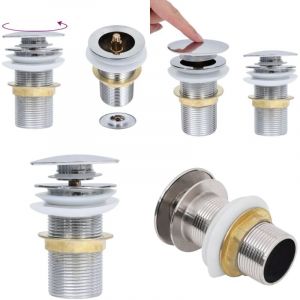 Vidaxl - Drain à poussoir sans débordement Chrome 6,4x6,4x9,1 cm - Robinet Lavabo - Robinetterie Salle De Bain - Évacuation Lavabo - Siphon Lavabo