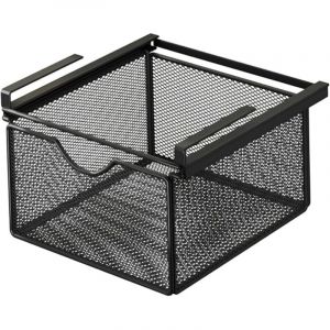 Panier Coulissant Suspendu, Organisateur de Rangement M&eacute;tallique, Tiroir de Cuisine sans Per&ccedil;age, Corbeille de Rangement Coulissante, pour Bureau,