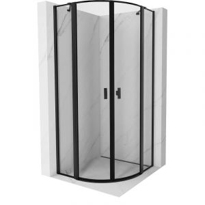 Mexen - Mist cabine de douche semi-circulaire pivotante 80 x 80 cm, cadre noir, noir - 8A32-080-080-70-70