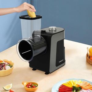 Coupeur de l&eacute;gumes &eacute;lectrique 1000w avec 10 lames en acier inoxydable coupeur &eacute;lectrique pour carottes, fromage, concombres, oignons (noir)