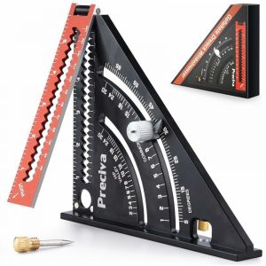 SNQ - Equerre Menuisier Metal Aluminium Règle de Triangle Pliante Équerre Combinée 317mm Multifonction Équerre Triangle Règle d'Angle Rapporteur 45