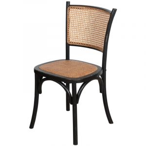 Chaise en bois et rotin Chaise Thonet Chaise r&eacute;tro salle &agrave; manger, cuisine, restaurants Chaise vintage Noire Chaises rustiques