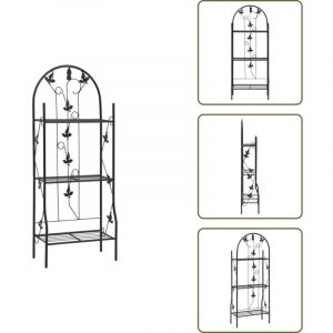 Vidaxl - Support &agrave; plantes 3 niveaux Noir 52x28x128 cm Fer - Support Plante - Jardinerie - Rangement Ext&eacute;rieur - D&eacute;coration Jardin - &Eacute;tag&egrave;re Plante