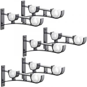 6Pièces Tringle à Rideau en métal Robuste, Support de Tringle à Rideaux, Double Tringle à Rideau Pole Holder, Support Rideau, Support de Tringle à