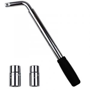 Cl&eacute; D&eacute;monte-Roue T&eacute;lescopique, Extensible 17/19mm et 21/23mm &agrave; Ergots pour R&eacute;paration de Pneus de Caravane, Camion, Voiture