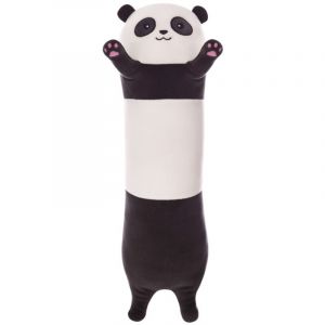 Long Mignon Panda Coussin Jolie Poup&eacute;e en Peluche Mignonne avec Motif de Dessin Anim&eacute; Doux pour Chaton Long Plush Cat Pillow - Noir 110cm
