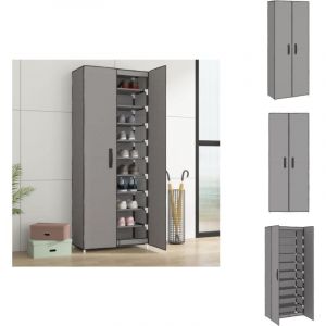 Armoire à chaussures Gris 60x30x166 cm Tissu - Armoire à Chaussures - Meuble Chaussure - Rangement Chaussures - Étagère Chaussures - Organiseur