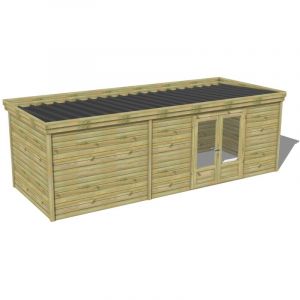 Abri Fran&ccedil;ais - abri de jardin bois trait&eacute; 27mm, 7,4x2,6m, 20m2