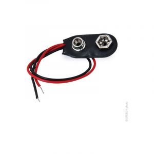 Connecteur clip pression 9V avec fils Rouge et Noir UL1007 - AWG26 , 150mm - Orbitec