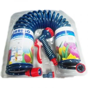 Irrigo - Kit tuyau spirale' 10mt avec pistolet et robinetterie 3/4' pistolet multifonction de'bit 4 bar pour irrigation et lavage