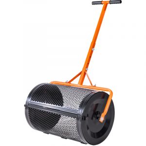 VEVOR Epandeur de Compost Mousse de Tourbe, 60 cm, Epandeur de Gazon a Rouleau, avec Poignee T Hauteur Reglable, Panier en Maille deAcier, pour