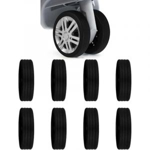 Vtizikl 8 Pi&egrave;ces Coin roulant et rouleur, Protections pour roulettes de Bagages en Silicone Couvre Roue Valise R&eacute;duction des Vibrations Sonores,Noir