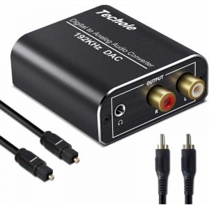 Dac Audio 192Khz, Aluminium Dac Convertisseur Audio Num&eacute;rique Vers Analogique, Digital Spdif Toslink Vers St&eacute;r&eacute;o L/R Rca Jack 3,5Mm Avec