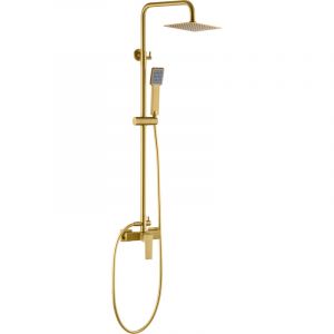 Mice Collection - Ensemble colonne de douche - Barre de douche monocommande extensible en acier inoxydable avec douchette et poign&eacute;e de douche en Or
