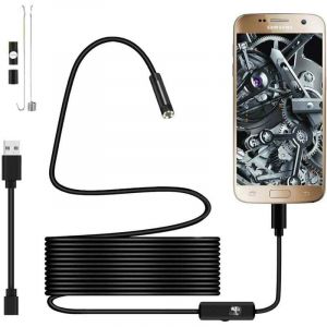 Basetbl - Endoscope Usb 720p Caméra Endoscopique Sonde Étanche Ip67 De 7mm Caméras D'inspection Câble Semi-Rigide De 2m Avec 6 Led, Type-C Compatible
